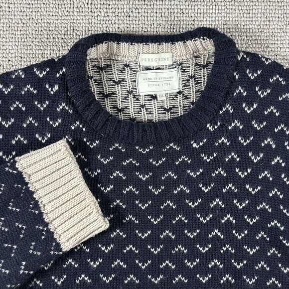 Peregrine Wool Sweater Men’s XXL Blue Birdseye Crewneck England Classic Preppy - Picture 4 of 12